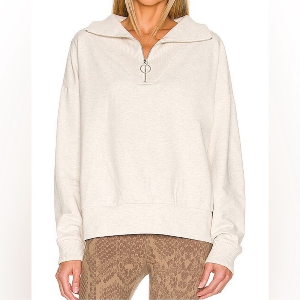 Varley Cream Half-Zip Pullover Sweatshirt